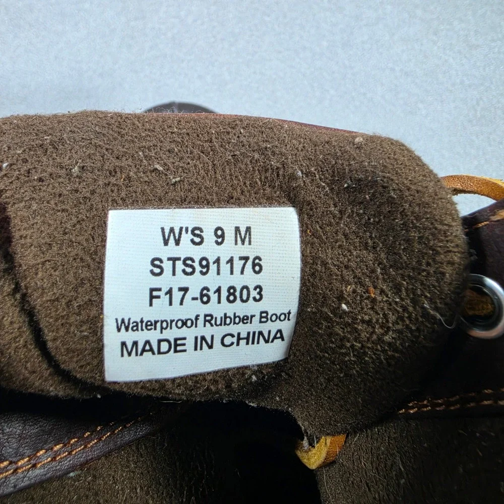 Sperry Saltwater Duck Boots Womens Brown Leather Rubber Ankle Good Side Zip